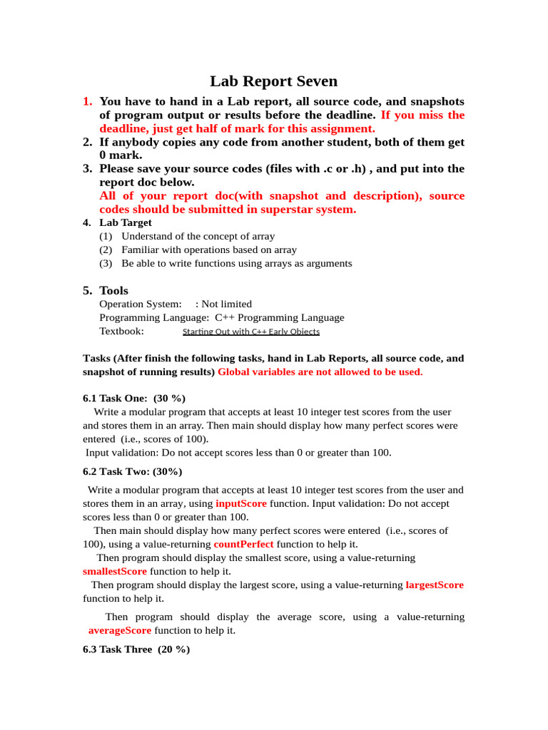 C++ Lab Report: Array Operations Guide | PDF | Computer Program ...