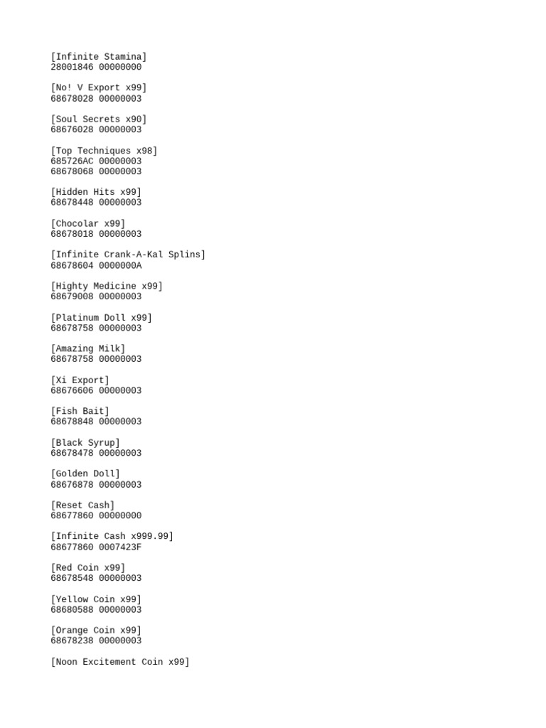 Cheat Codes for Infinite Resources | PDF