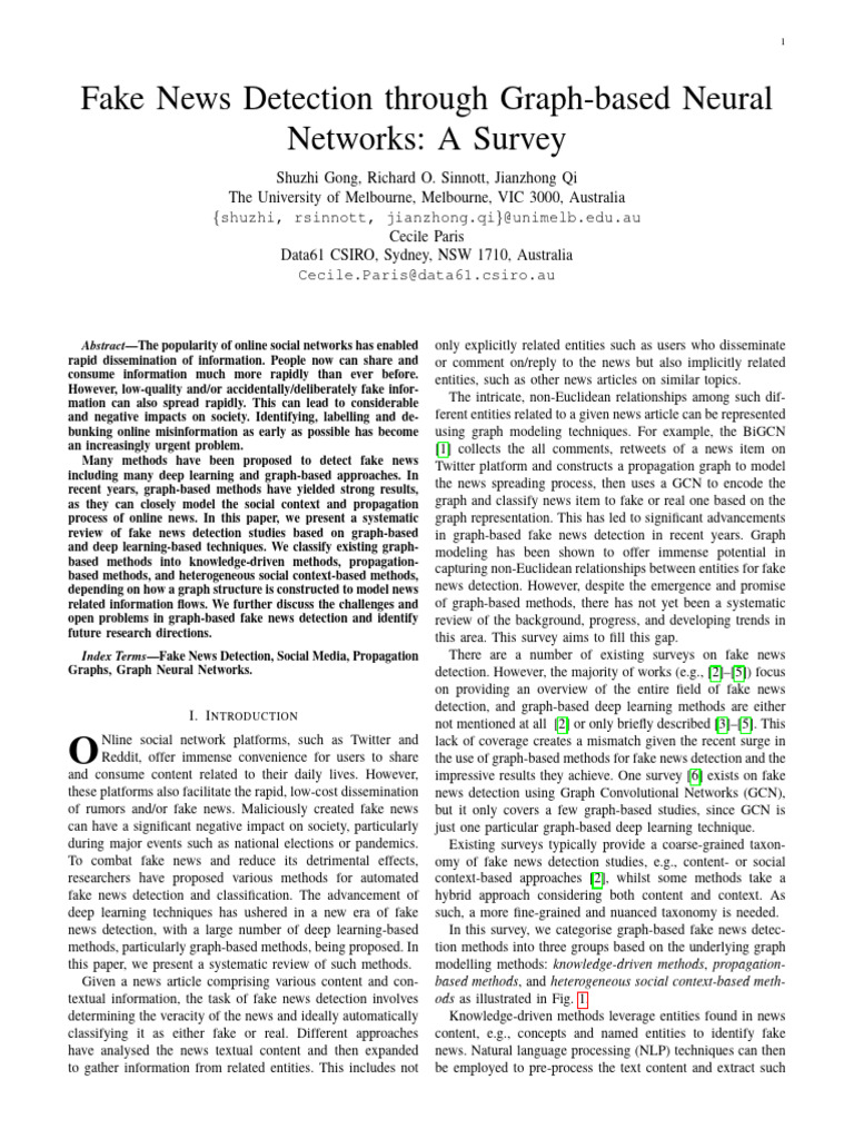 Graph-Based Fake News Detection Survey | PDF | Deep Learning | Information