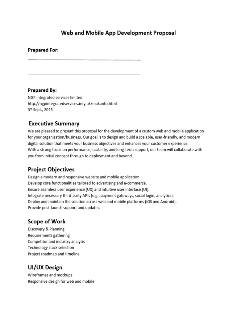 Custom Web & Mobile App Development Proposal | PDF | Mobile App ...