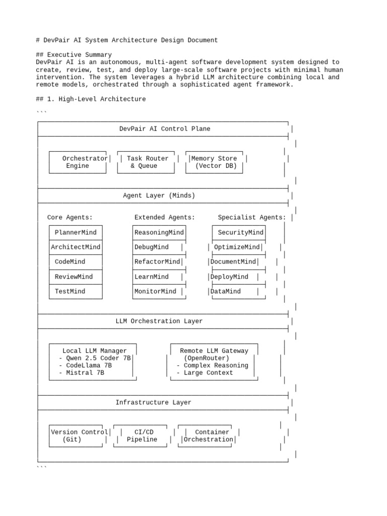 DevPair AI System Architecture Overview | PDF | Unit Testing | Version ...