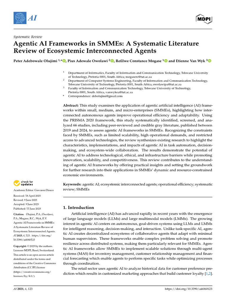 Agentic AI Frameworks for SMMEs Review | PDF | Artificial Intelligence ...