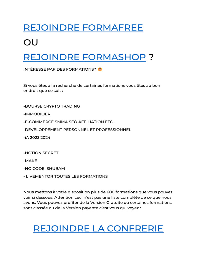 Formation FR Ecom Smma Immobilier Trading Coding | PDF | Forex | Investir