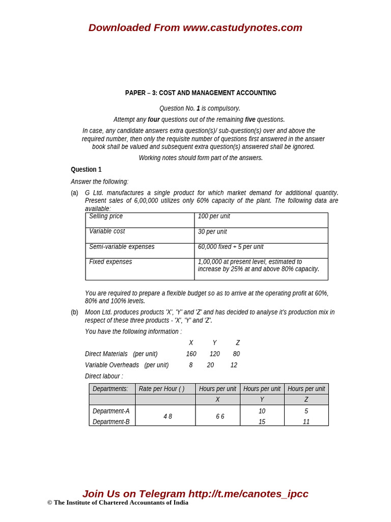 Cost and Management Accounting Exam Guide | PDF | Overtime | Cost Of ...