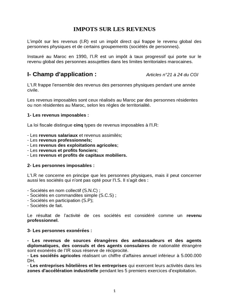 Guide complet sur l'impôt sur les revenus | PDF | Impôt sur le revenu ...