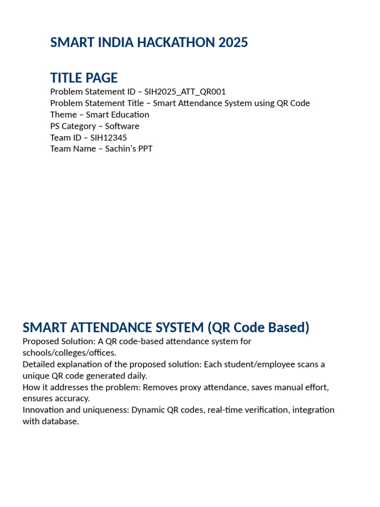 Smart Attendance System Using QR Codes | PDF