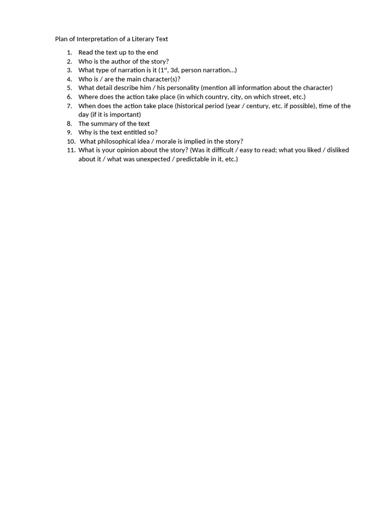 Literary Text Interpretation Guide | PDF