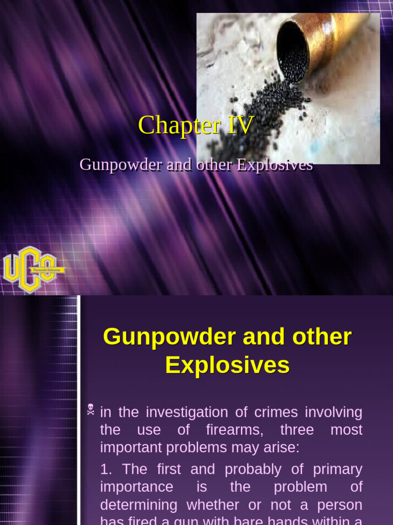 Forensic Chemistry Chapter IV Gunpowder and Other Explosives | PDF ...