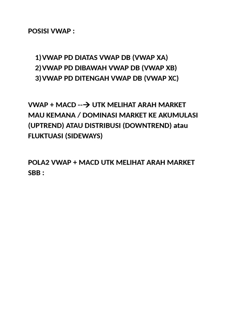 Analisis VWAP dan MACD untuk Arah Market | PDF