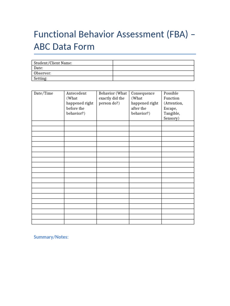 Fba ABC Form | PDF