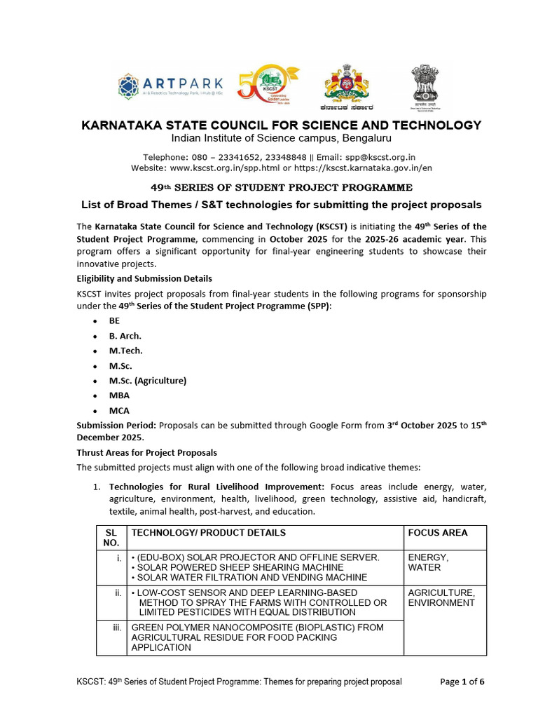 KSCST 49th Series Project Themes | PDF | Artificial Intelligence ...