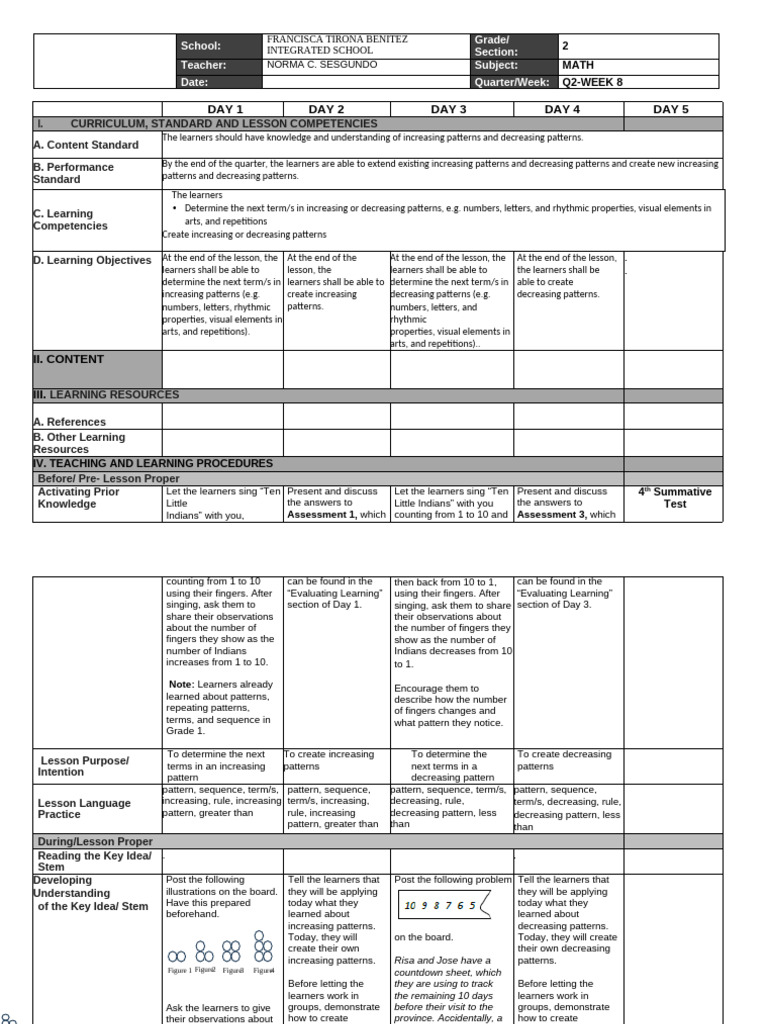 Patterns in Math: Increasing & Decreasing | PDF | Educational ...