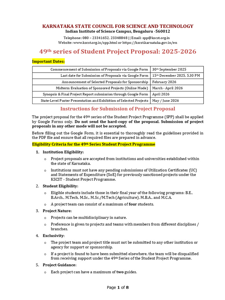 02 SPP 49 Series Guidelines For Submission of Project Proposals | PDF
