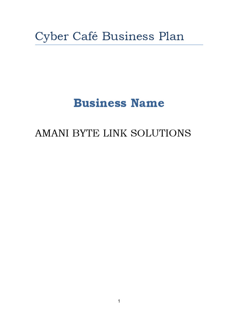 Cyber Café Business Plan for Lodwar | PDF | Computing