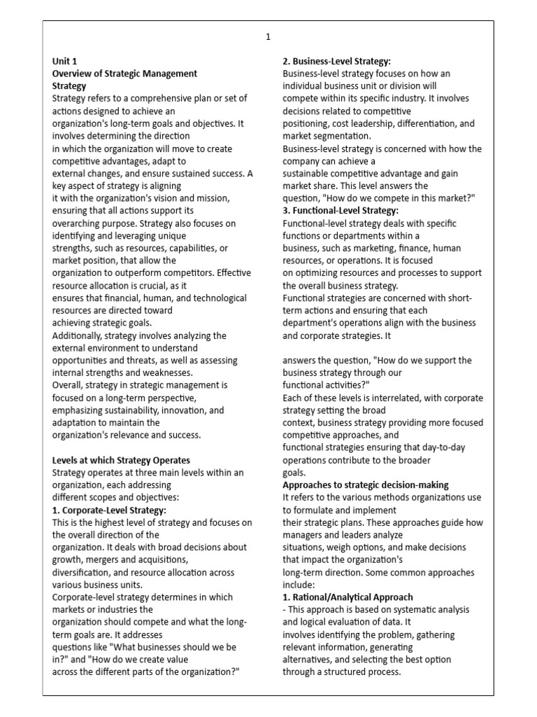Strategic Management Overview Guide | PDF | Strategic Management | Swot ...