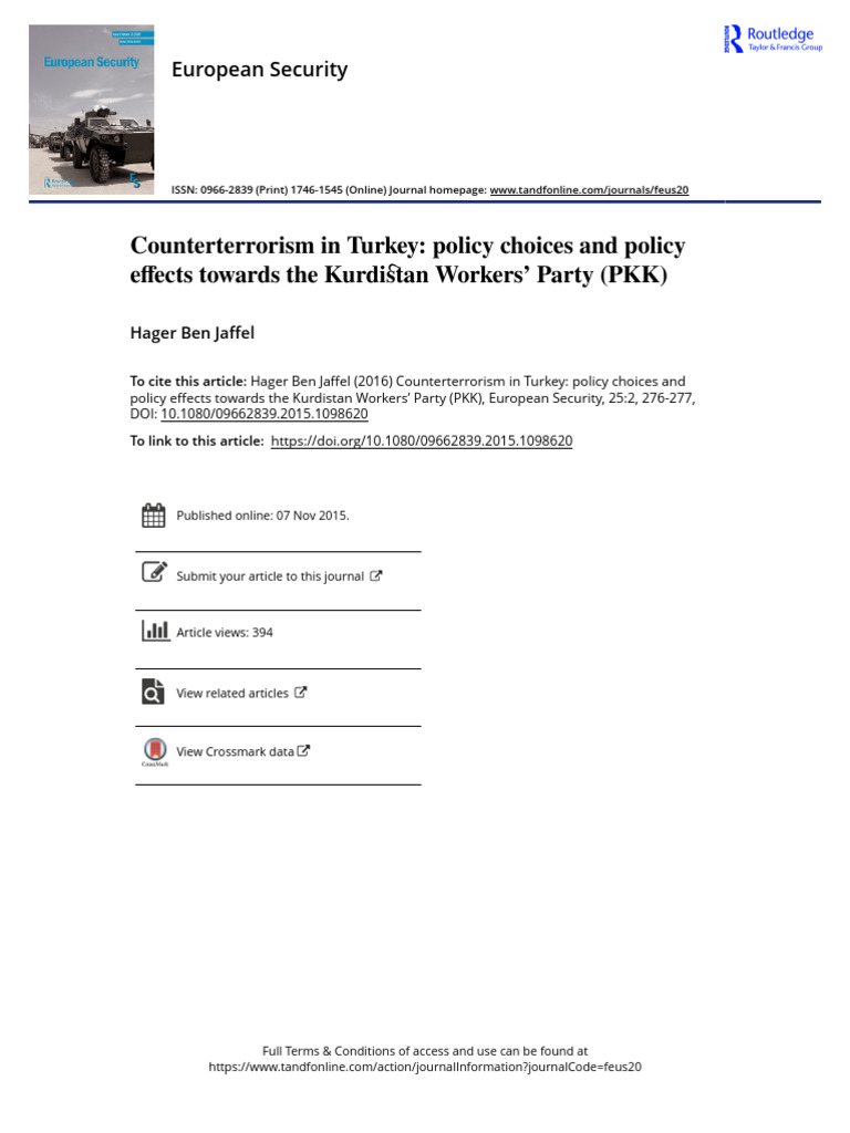Turkey's Counterterrorism Policies on PKK | PDF | Kurdistan Workers ...
