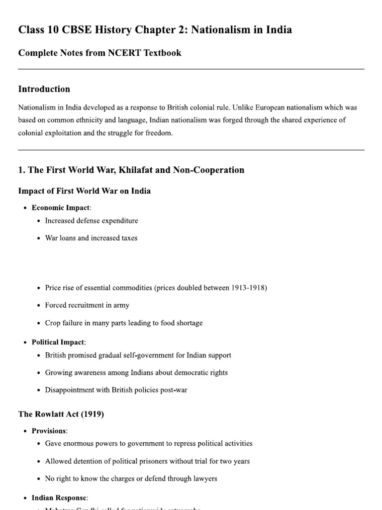Nationalism in INDIA Class 10 | PDF