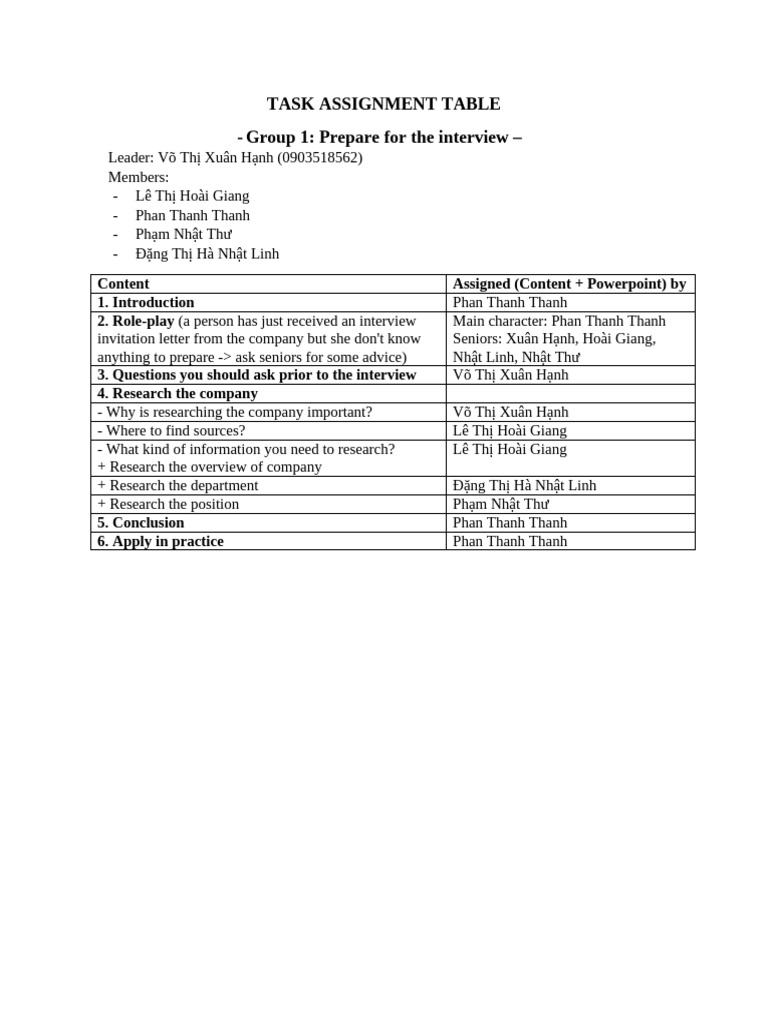 Interview Preparation Task Assignment | PDF