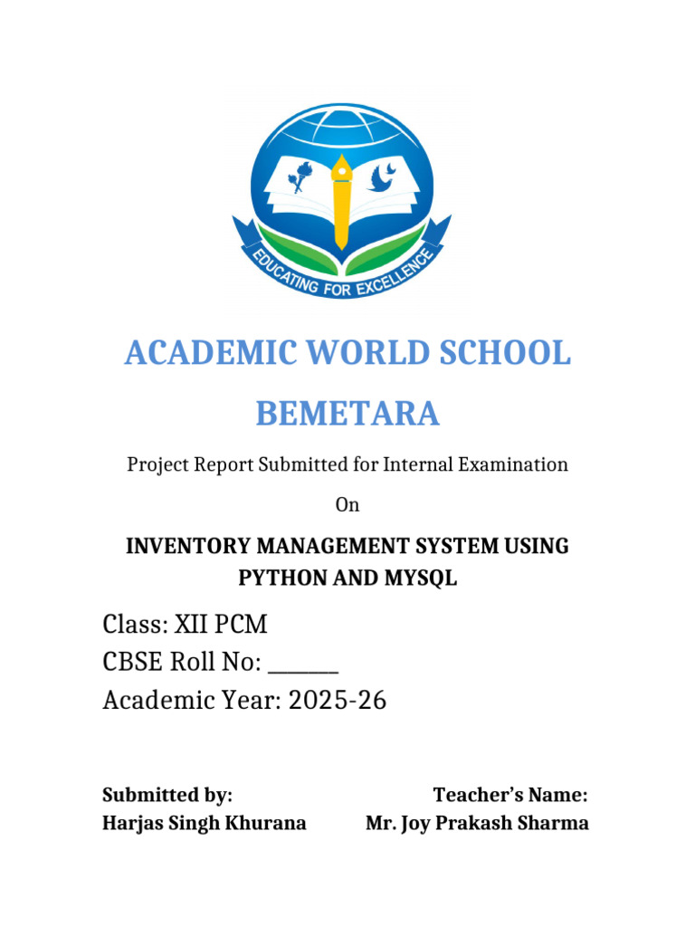 Inventory Management Project Report Detailed | PDF | Databases | My Sql