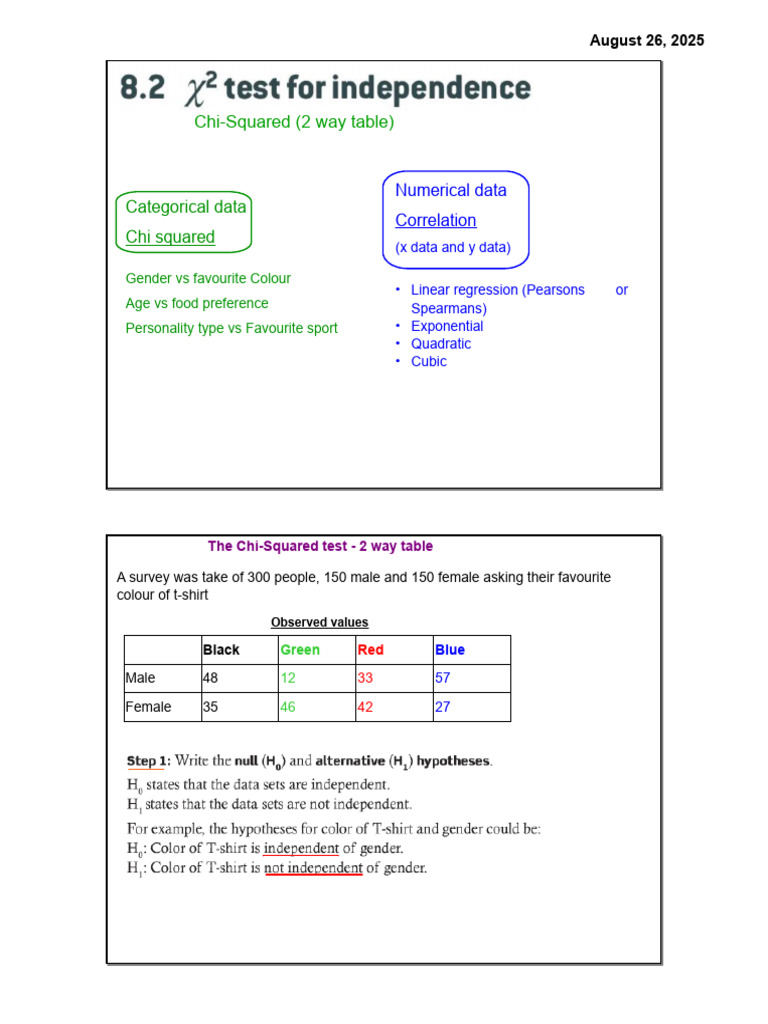 8.2 Chi Squared 2 Way Table Notes Blank | PDF | Chi Squared Test ...