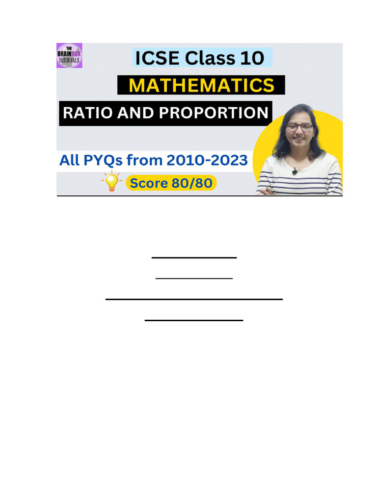 ICSE Class 10 Math: Ratio & Proportion PYQs | PDF | Chess Theory | Chess