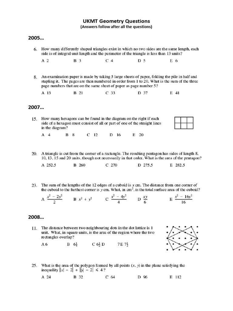 U KMT Geometry Questions | PDF