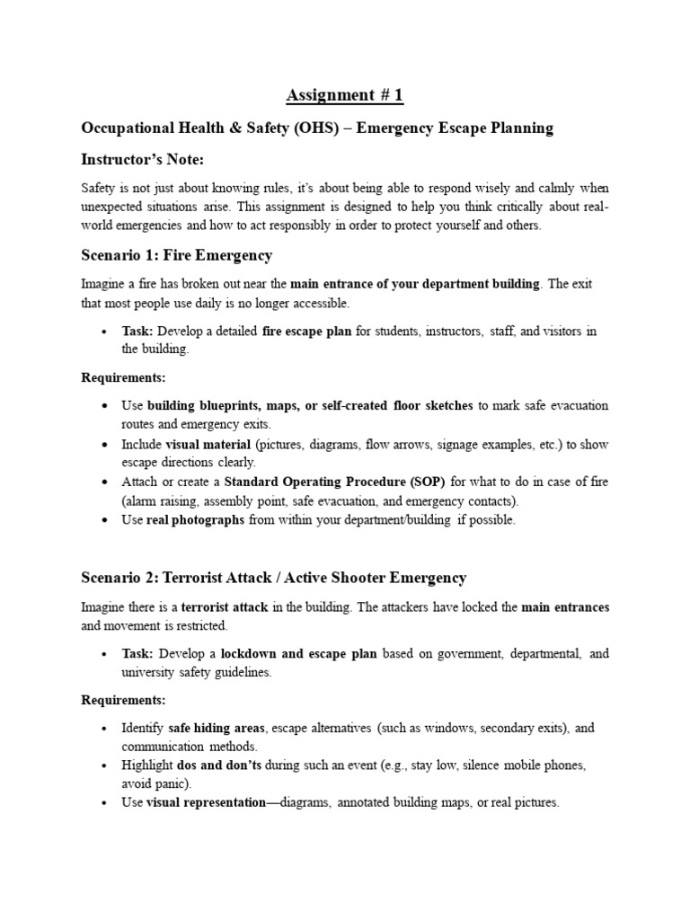 Assignment # 1 | PDF | Emergency Evacuation | Emergency