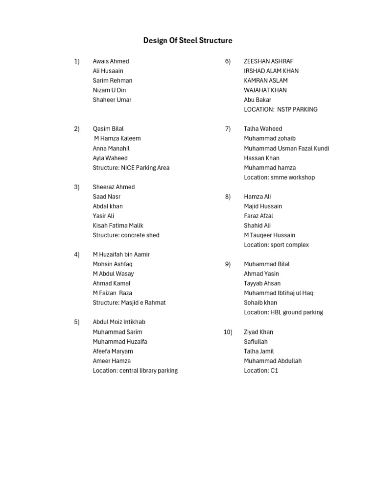Steel Structure Assignment Groups | PDF