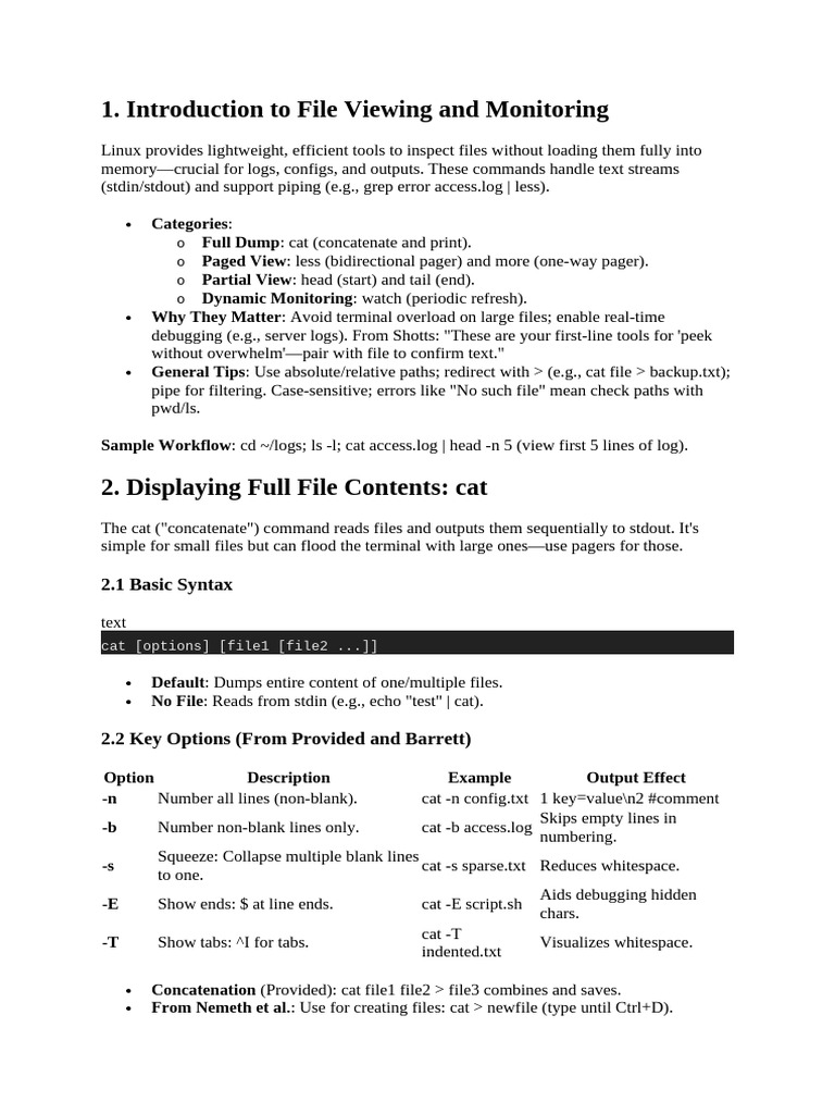Linux File Viewing and Monitoring Guide | PDF | Software Engineering ...