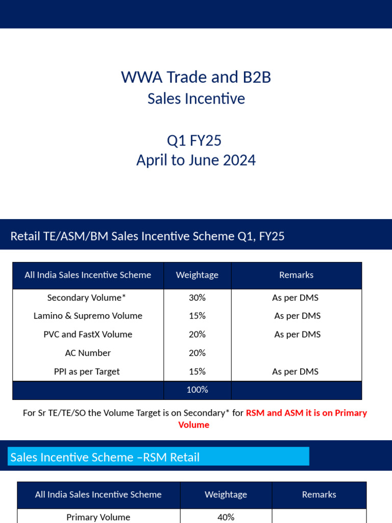 Q1 FY25 Retail Sales Incentive Plan | PDF