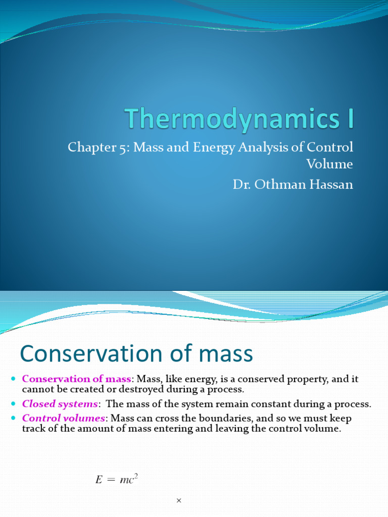 Mass and Energy Analysis in Control Volumes | PDF | Fluid Dynamics ...