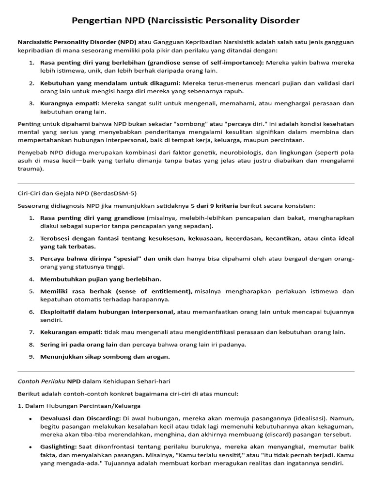 Pengertian NPD | PDF