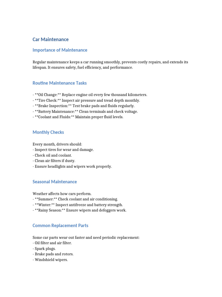 Essential Car Maintenance Guide | PDF