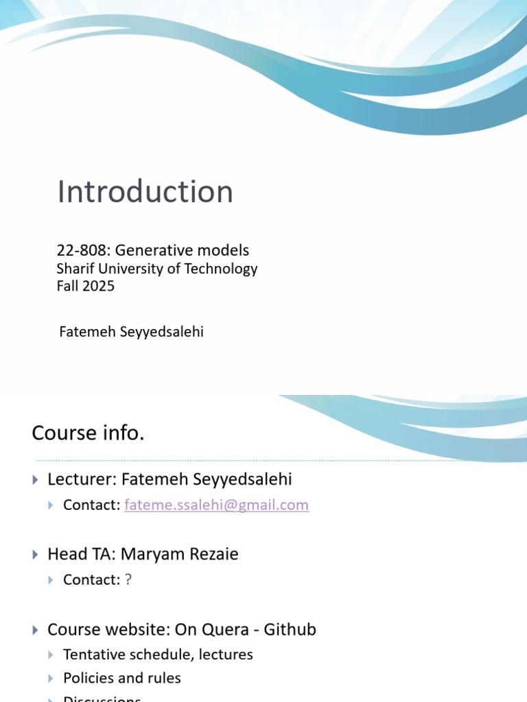 Generative Models Course Overview | PDF | Bayesian Network | Machine ...