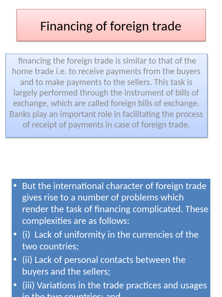 Foreign Trade Financing Explained | PDF | Payments | Exports