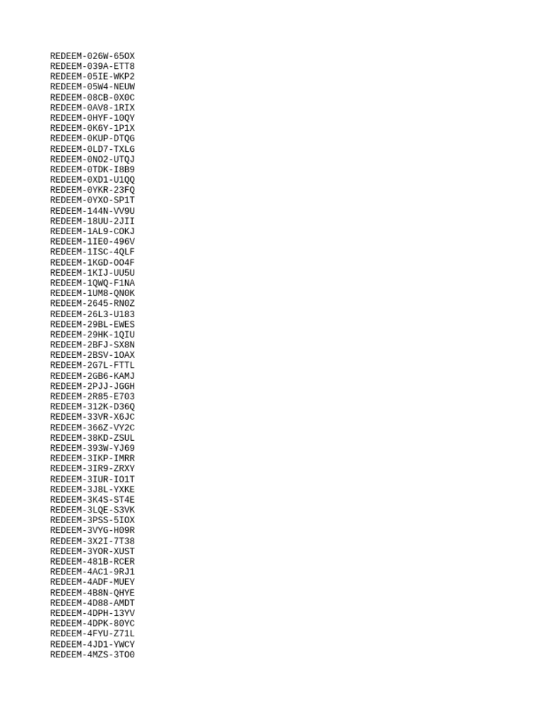Redeem Codes 500 | PDF