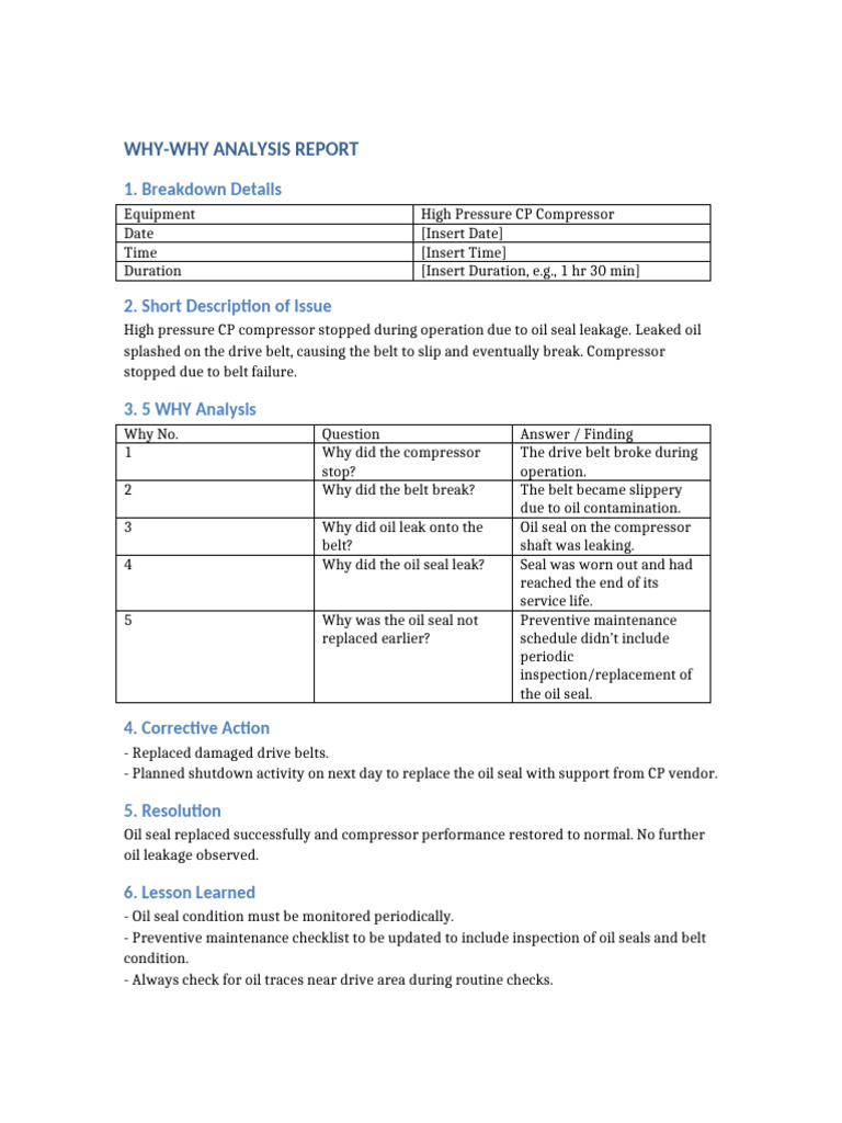 High Pressure Compressor Failure Analysis | PDF | Leak | Mechanical ...