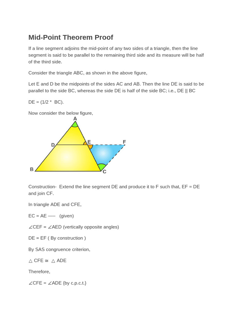 Mid-Point Theorem Proof and Applications | PDF | Rectangle | Euclidean ...