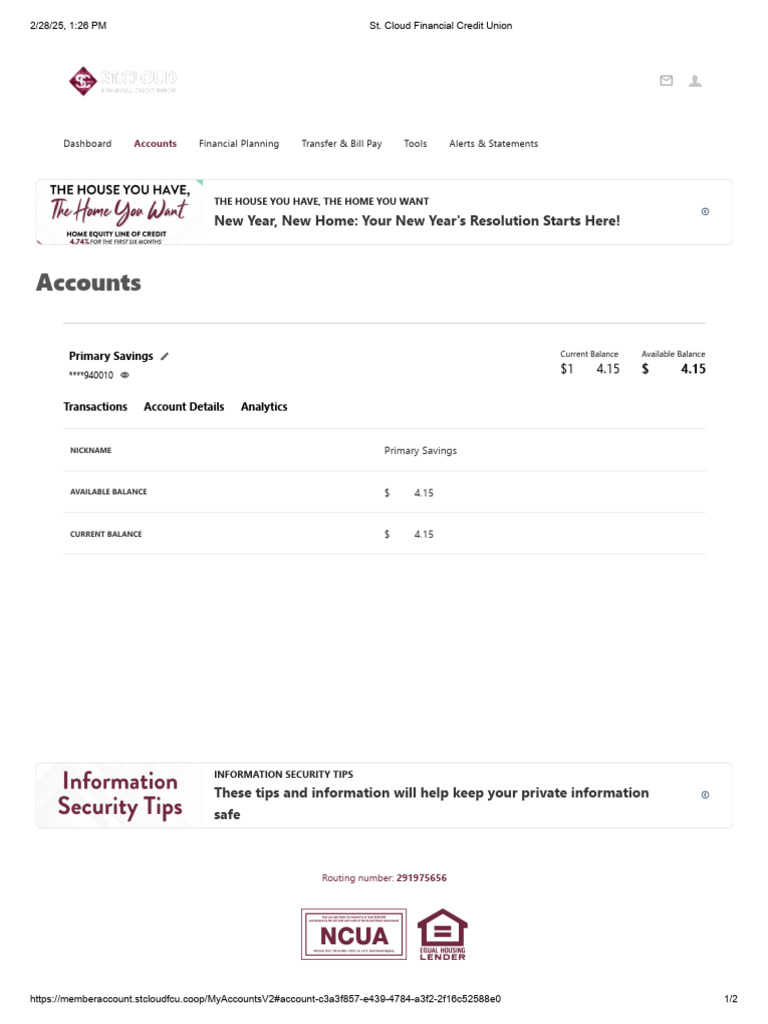 St. Cloud FCU Routing Number 291975656 | PDF | Financial Services