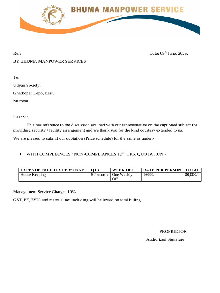 Security and Facility Quotation Proposal | PDF