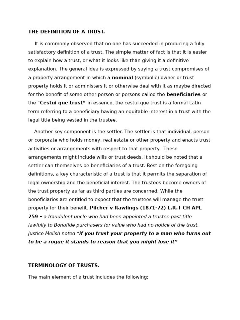 Understanding Trusts and Their Components | PDF | Will And Testament ...
