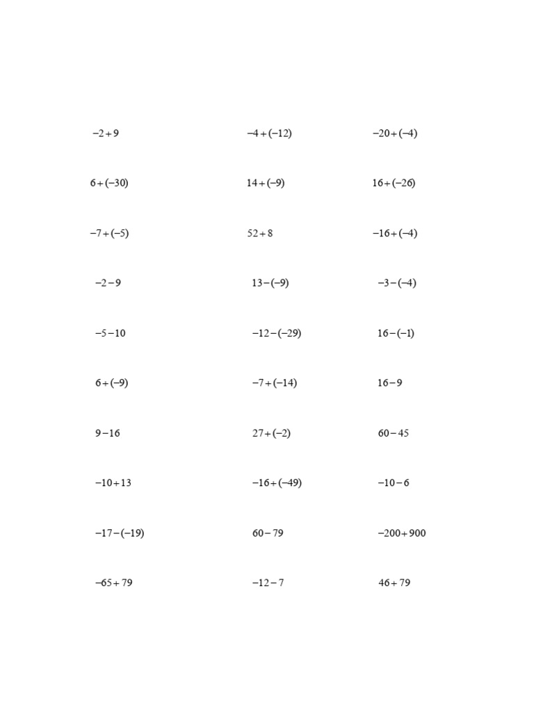 Add and Subtract Integers Worksheet | PDF | Chess Theory | Chess
