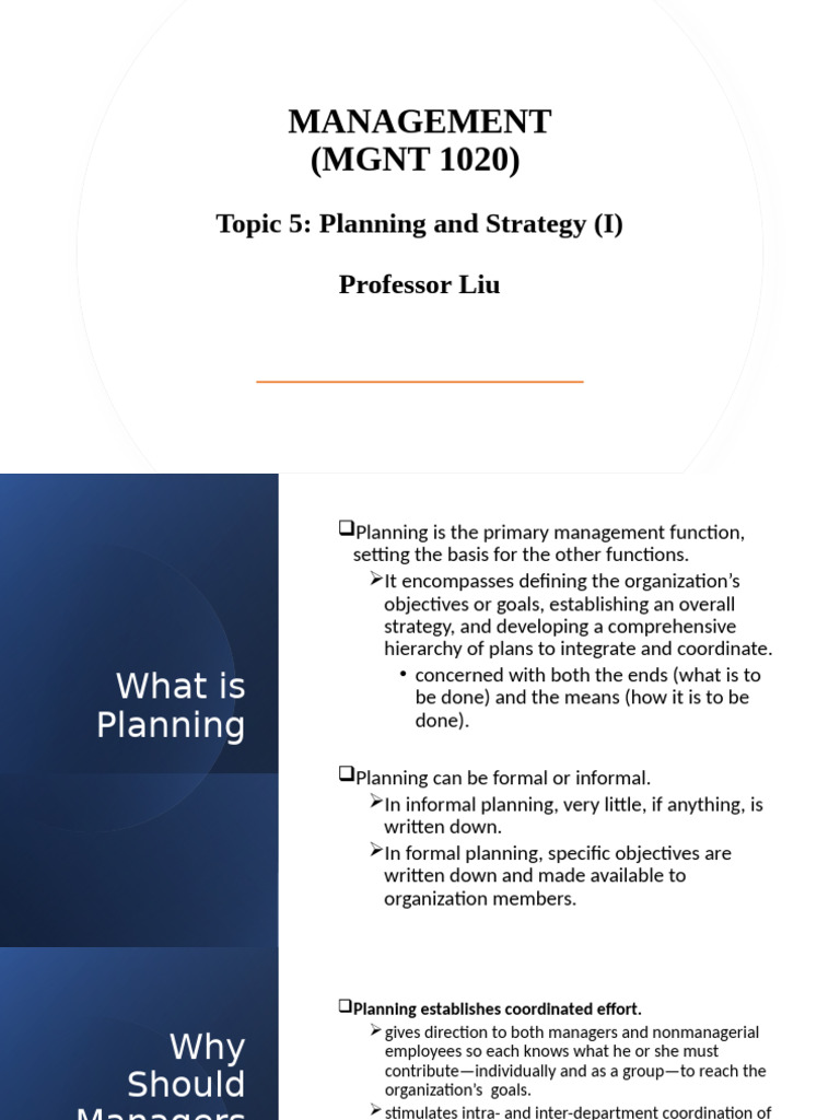 Effective Planning and Strategy in Management | PDF | Goal | Strategic ...