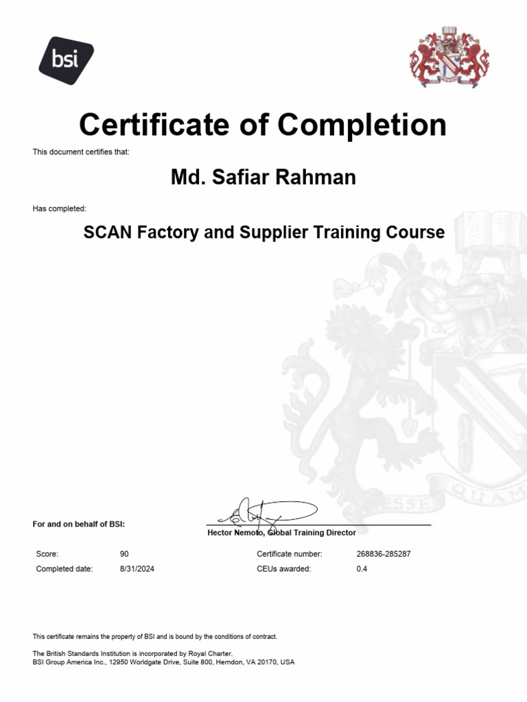 SCAN Training Course Completion Certificate | PDF