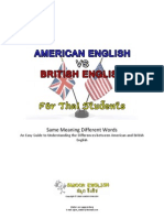 American English Vs British English - Same Meaning Different Words