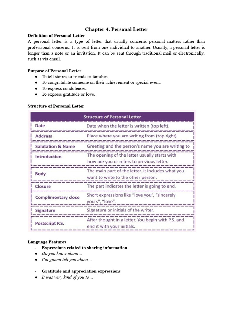 Understanding Personal Letters | PDF | Gratitude | Languages