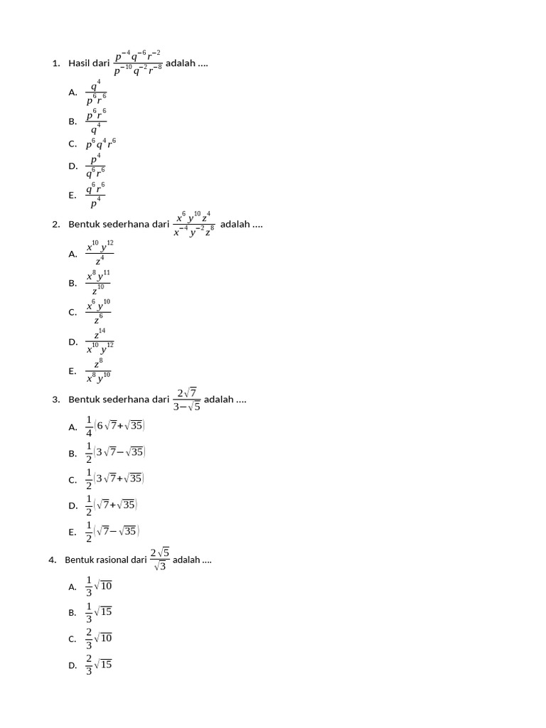 Soal Matematika dan Statistika Lengkap | PDF