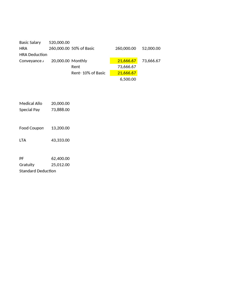 Salary Breakdown and Tax Calculation Guide | PDF