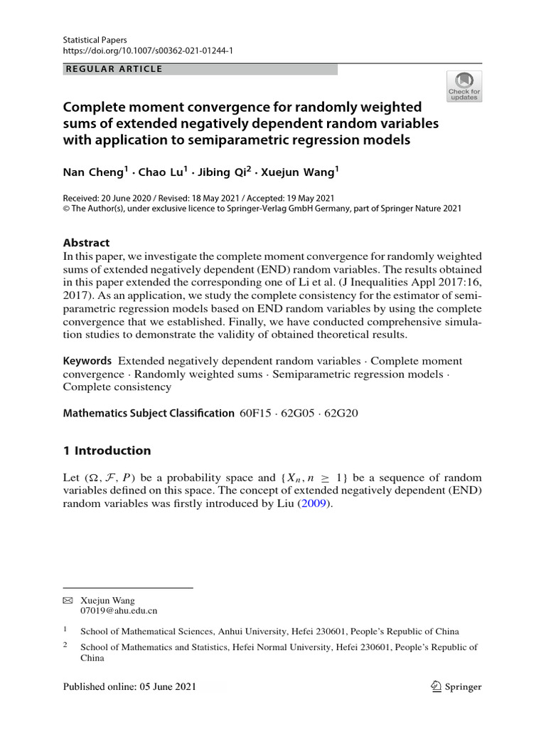 Moment Convergence in Random Variables | PDF | Statistical Theory ...