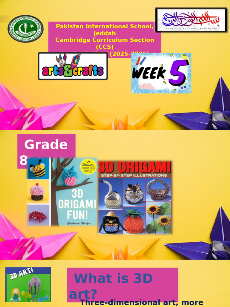 3D Art Project for Grade 8 Students | PDF